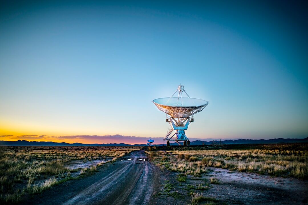Satellite uplink dish for live signal transmission